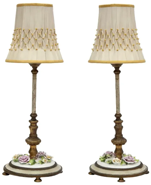 20thC German Brass Table Lamps/Flowers - Fleur de Lex Antiques - Gold