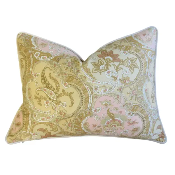 French Pink Pastel Floral Paisley Pillow