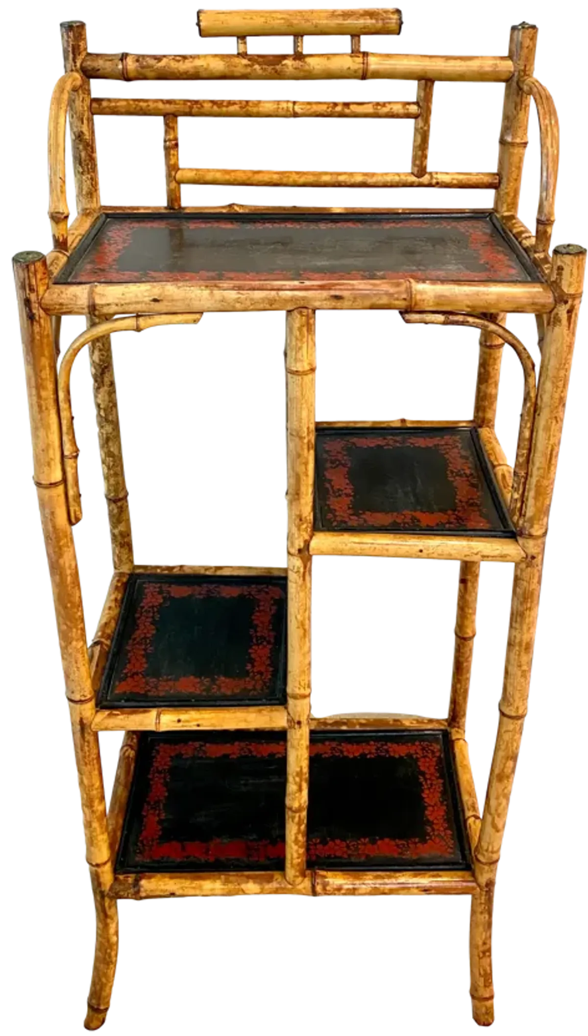 English Tortoiseshell Bamboo Etagere - Ballyhoo - Brown