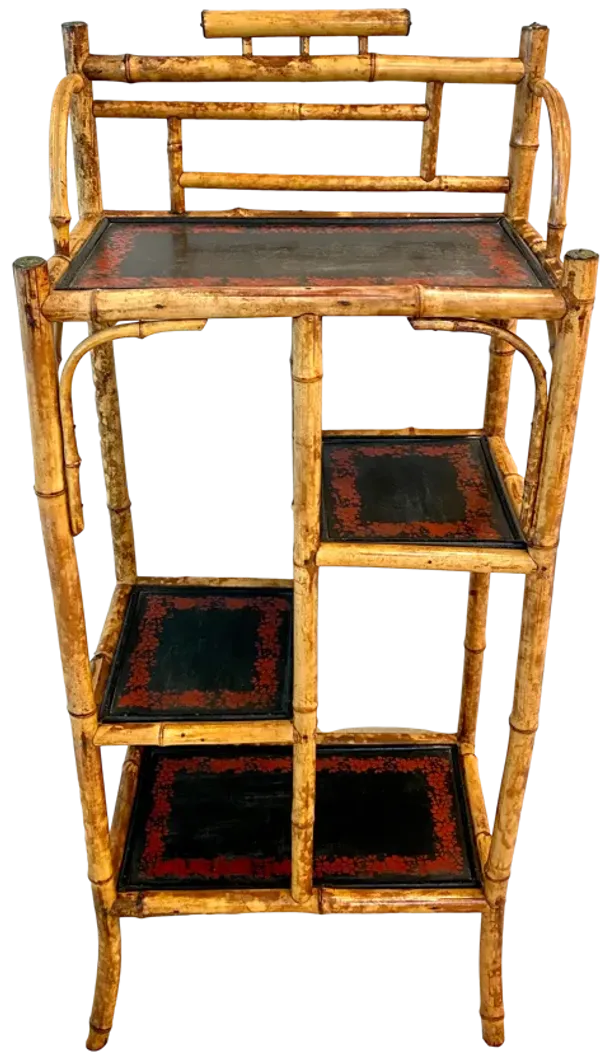 English Tortoiseshell Bamboo Etagere - Ballyhoo - Brown