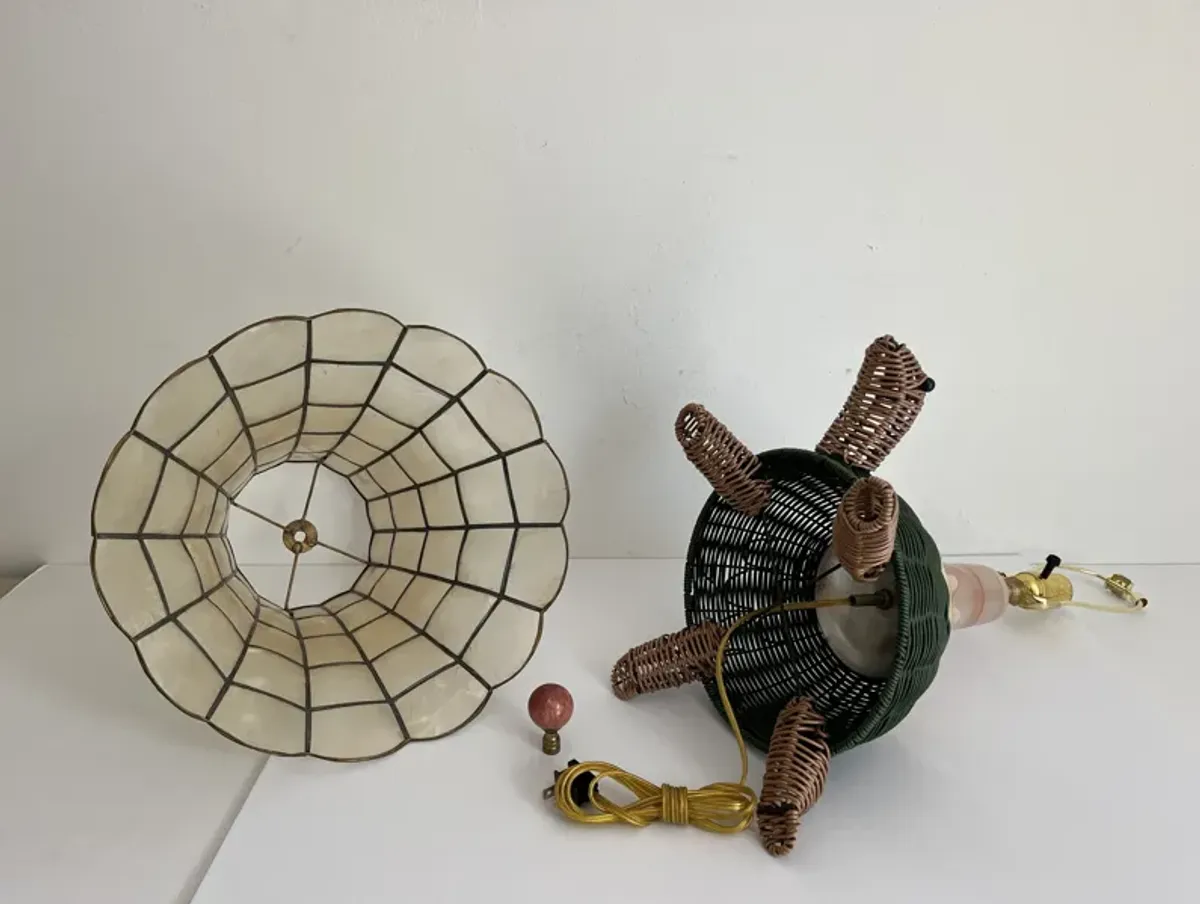 Wicker Turtle Lamp & Shell Shade - C the Light Interiors - green