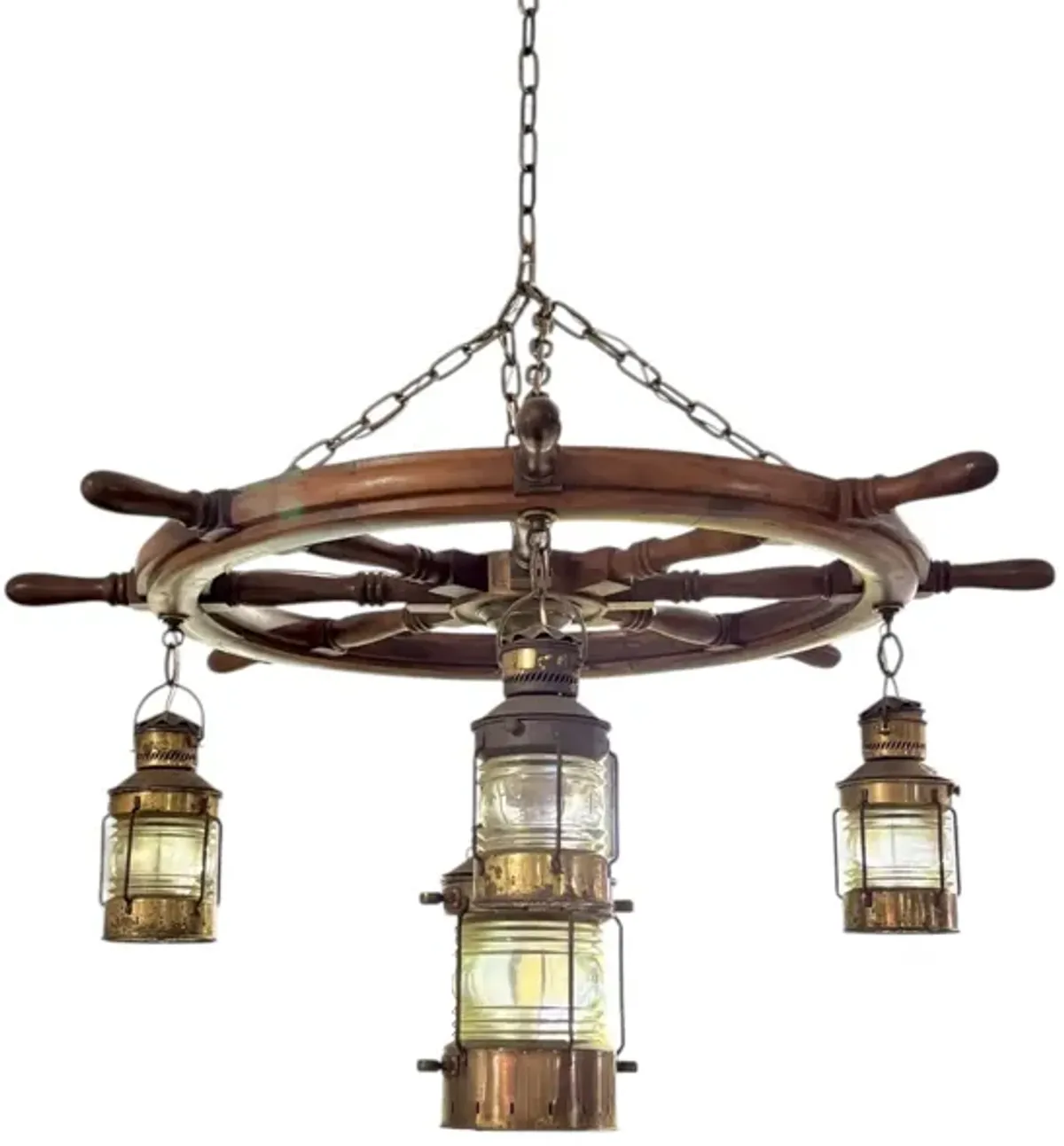 Nautical Ship's Wheel Chandelier - Interesting Things - brown