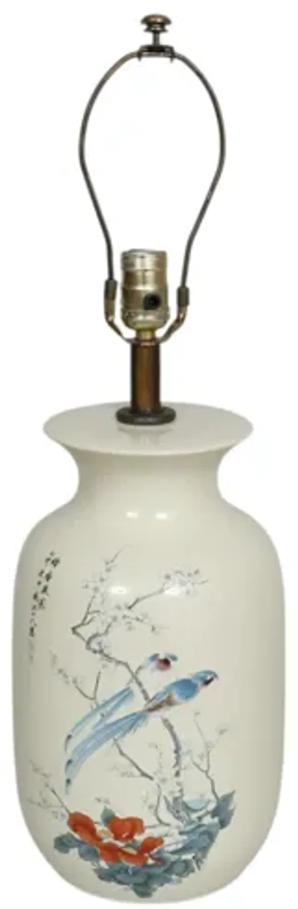 Chinese Hand Painted Ceramic Table Lamp - Interesting Things - white