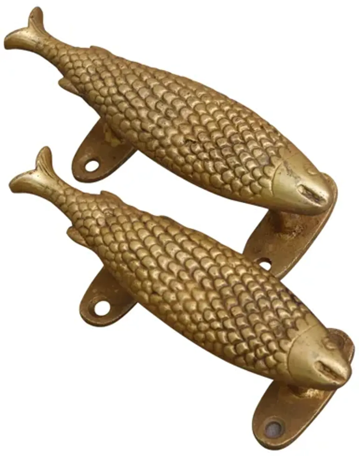 Brass Fish Door Handles - a Pair - Interesting Things - gold