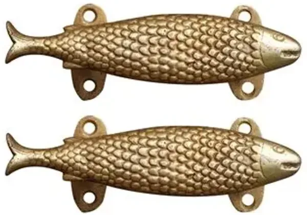 Brass Fish Door Handles - a Pair - Interesting Things - gold