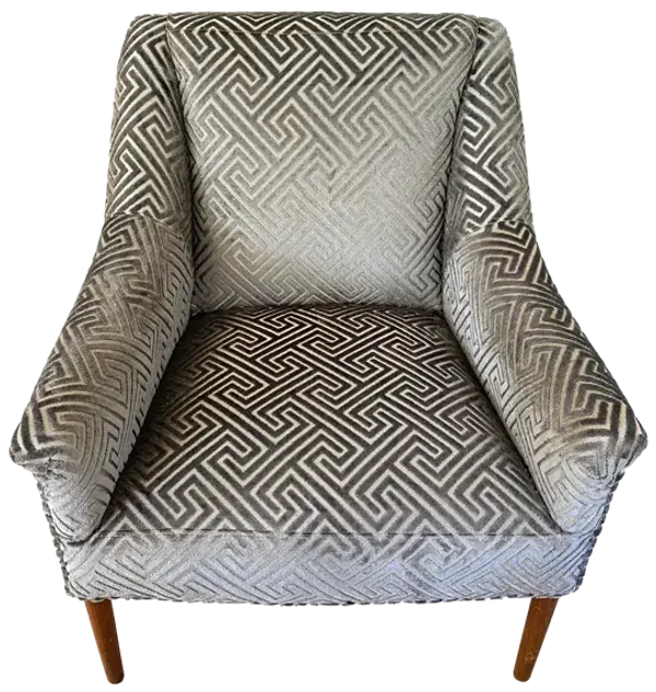 Modern Cut Velvet Armchair - Ballyhoo - gray