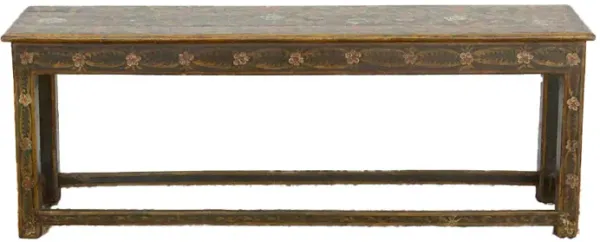 Vintage Vintage Jaipur Floral Painted Bench - de-cor - Green