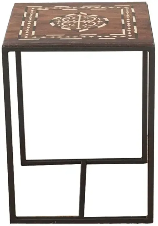 Small Indian Medallion Inlay Side Table