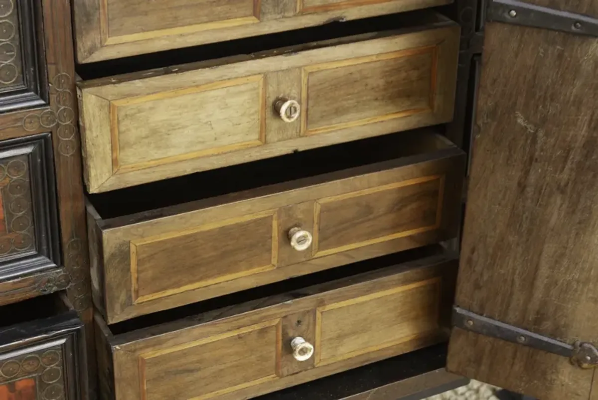 18th C. Spanish Brass Inlay Dresser - de-cor - Red