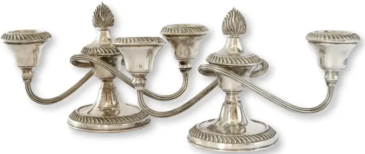 English Sheffield Plate Candelabras - Set of 2 - Rose Victoria - silver