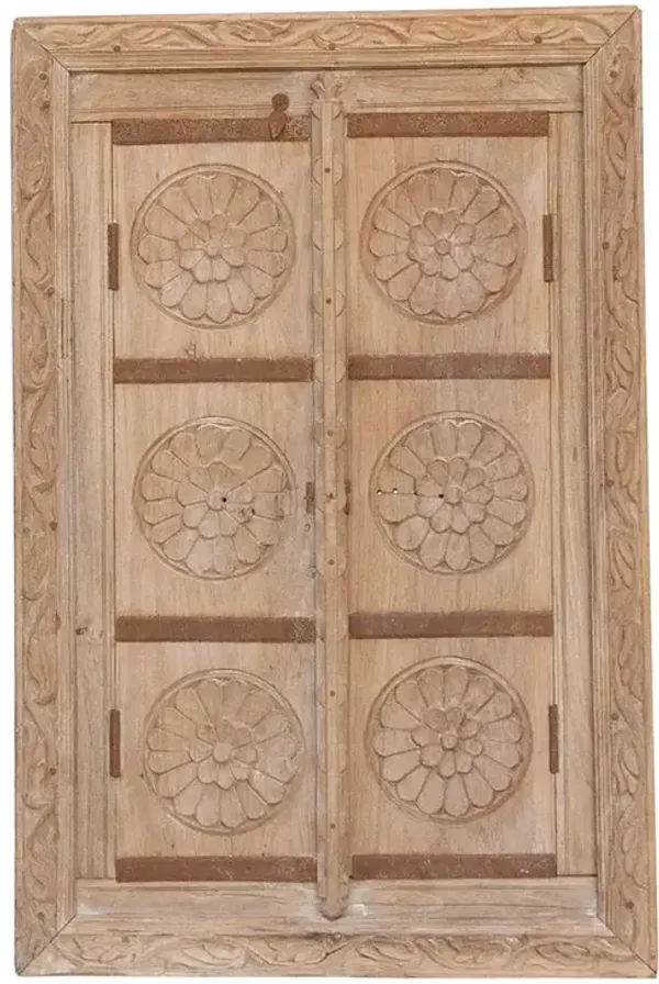 Indian Courtyard Carved Window Mirror