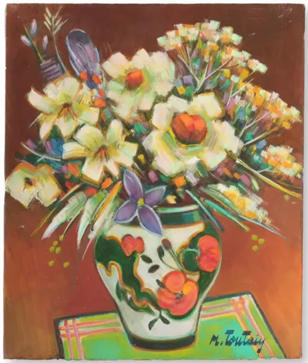 French Still Life Floral Painting - Rose Victoria - Orange