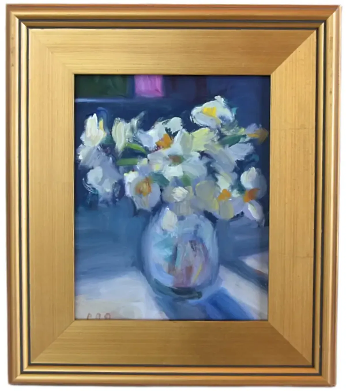Impressionist Floral Bouquet Painting - blue