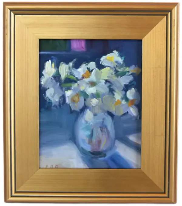 Impressionist Floral Bouquet Painting - blue