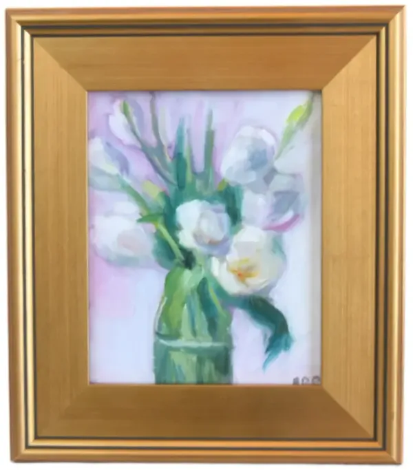 Impressionist Bouquet Flowers Painting - purple