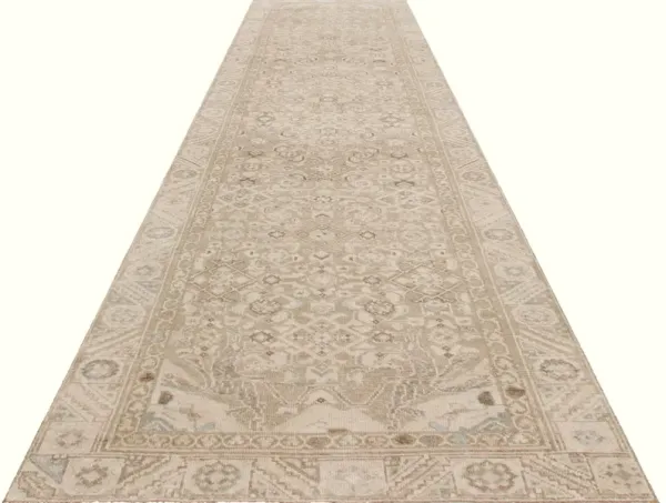 1940s Persian Melayer Runner -3'1"x12'8" - beige