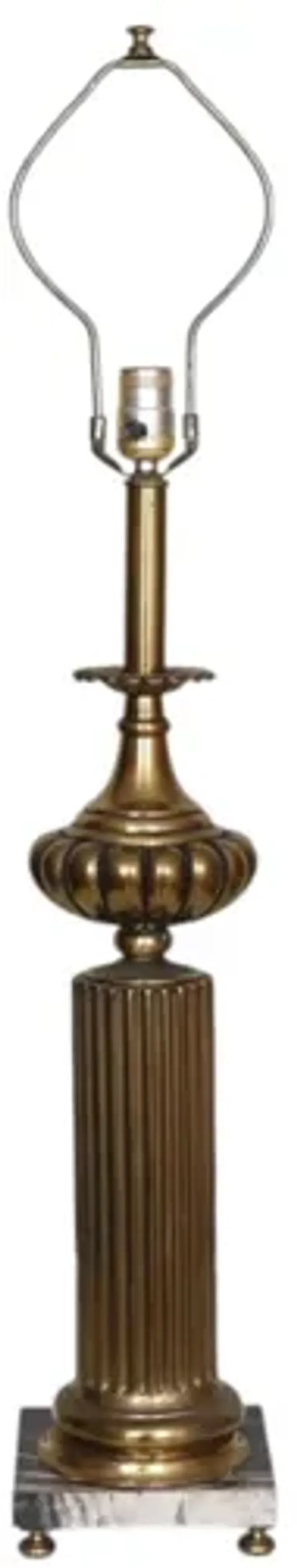Brass & Marble Column Table Lamp - Interesting Things - gold