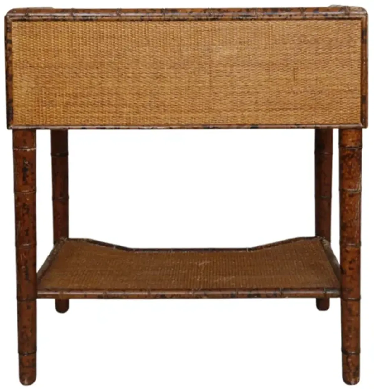 French Marble Top Faux Bamboo Side Table - Interesting Things - brown