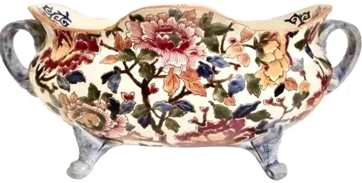 Gien French Faience Peonies Jardiniere