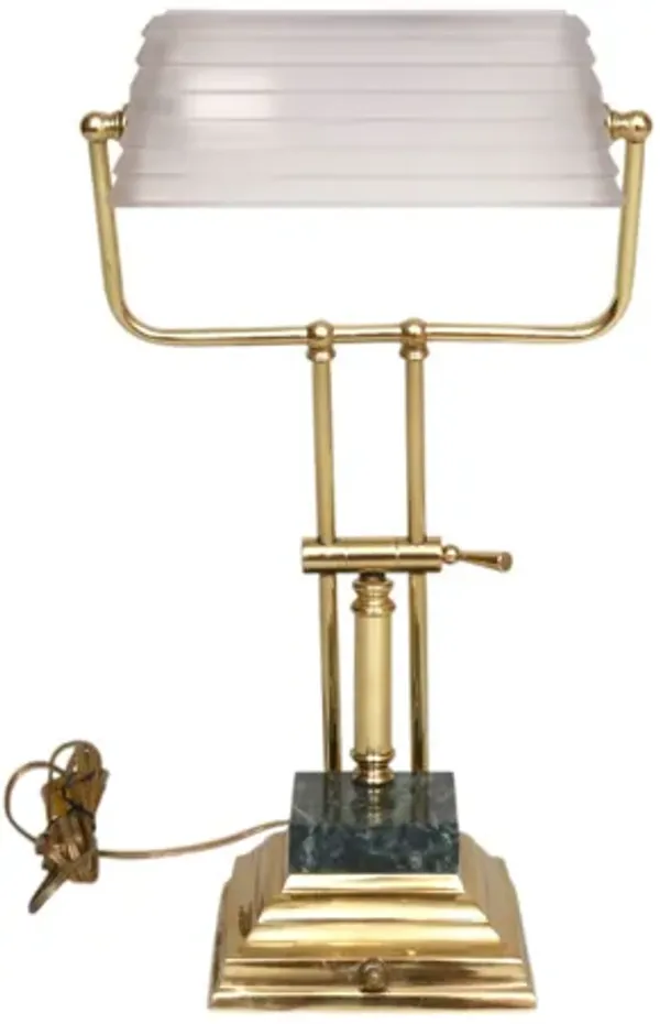 Brass - Glass & Marble Banker s Lamp - Interesting Things - white