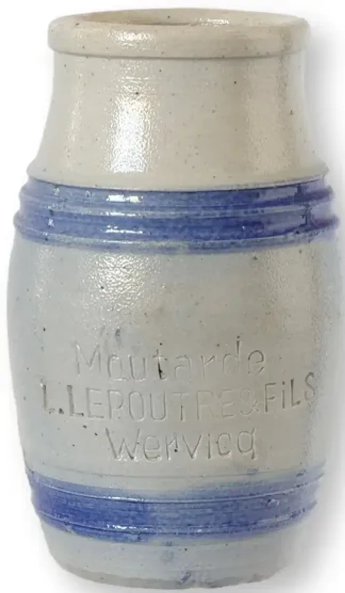 Antique French Blue-Banded Mustard Pot - New England Mercantile