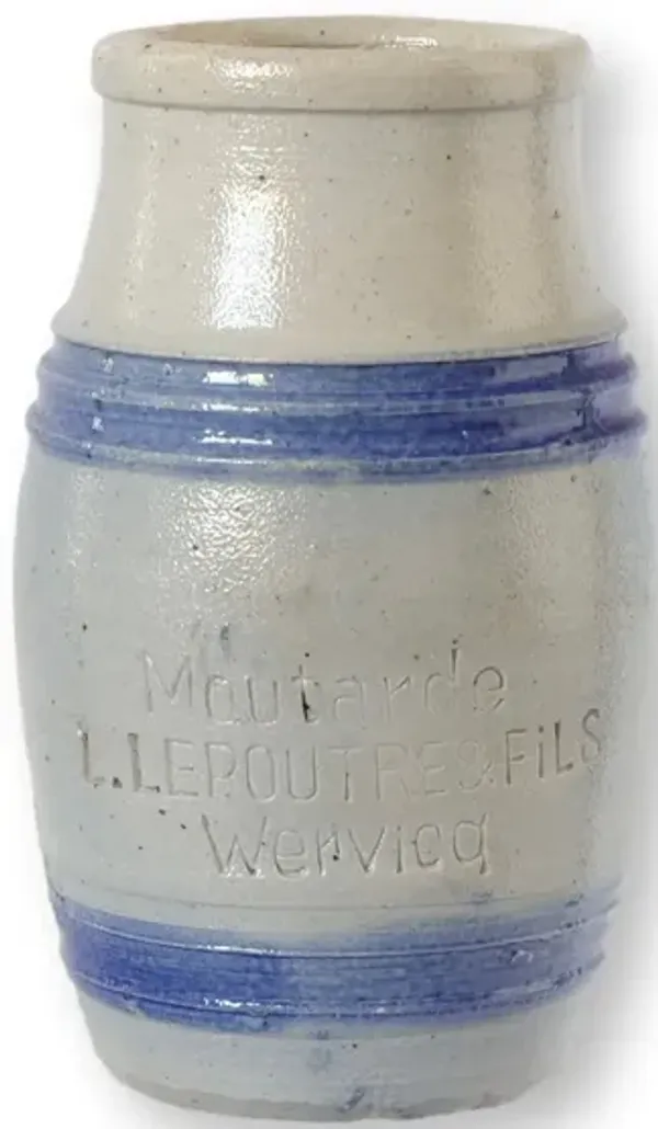 Antique French Blue-Banded Mustard Pot - New England Mercantile