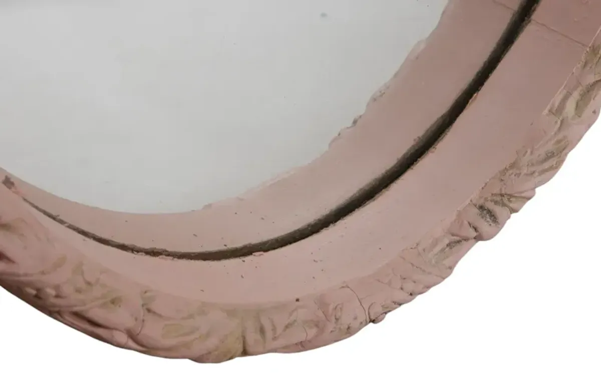 Pink Ribbon Carved Oval Wall Mirror - Interesting Things