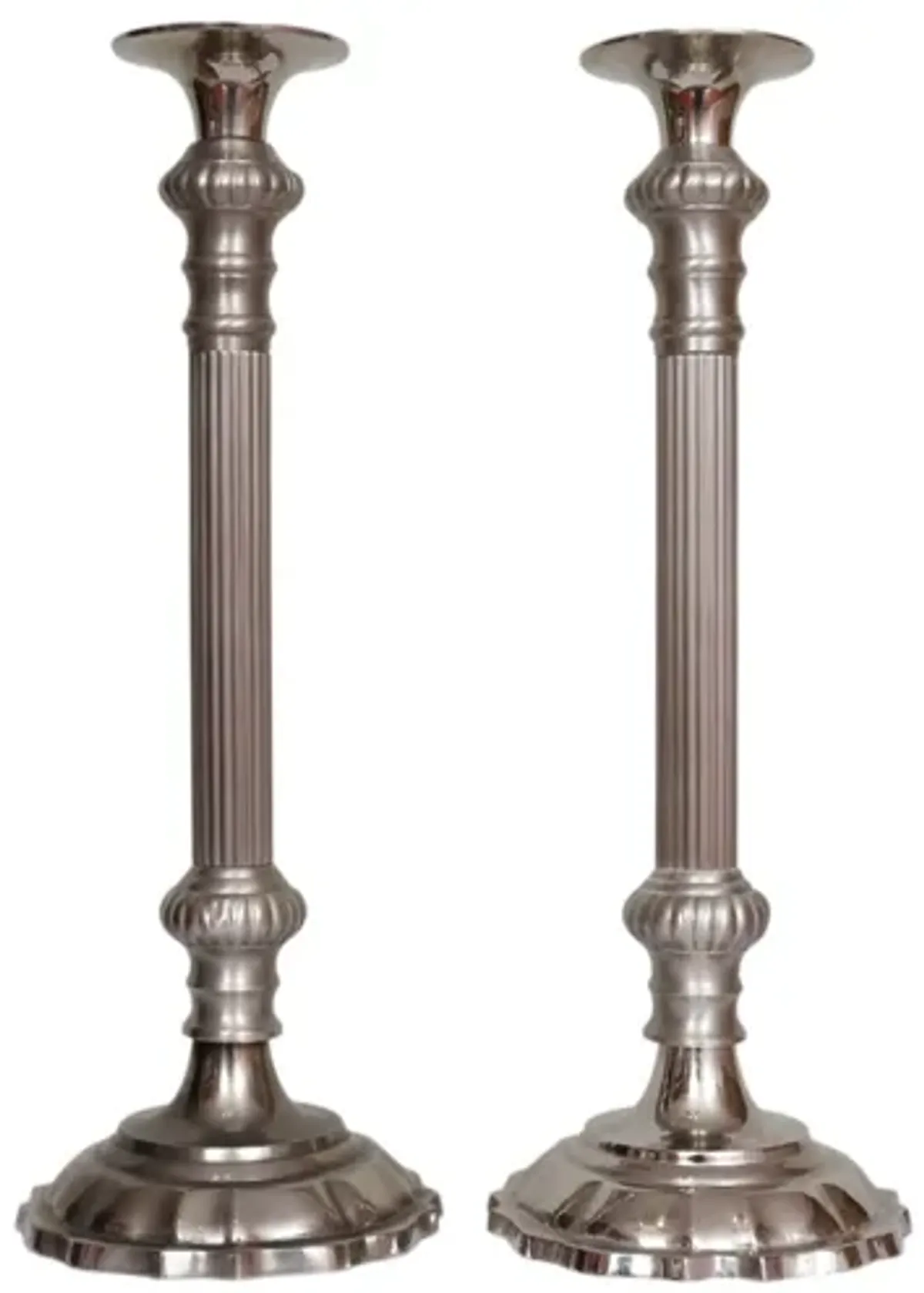 Pillar Column Candlestick Holders - Set of 2 - Interesting Things - Silver
