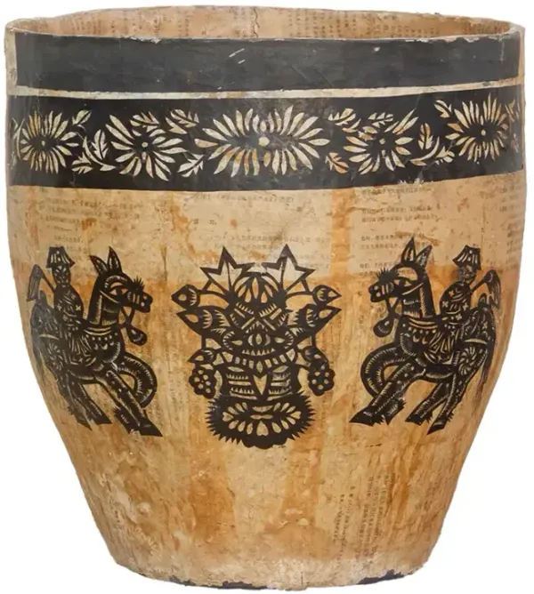 Large Horse & Rider Paper Mache Pot