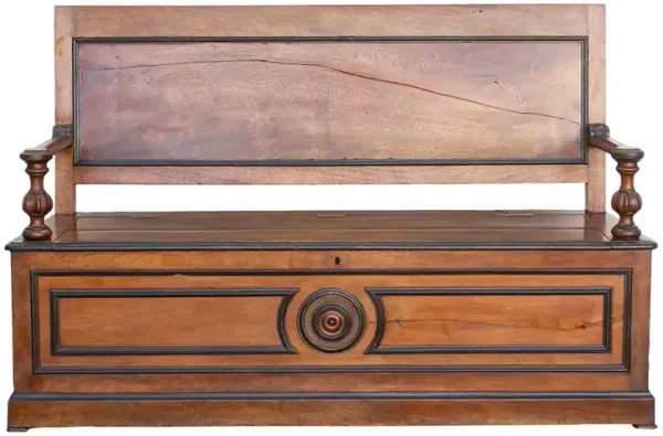 Mid 1800's Italian Walnut Storage Bench - de-cor - Brown