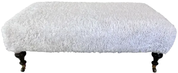 Large Ottoman W/ New Boucle Upholstery - Ballyhoo - white