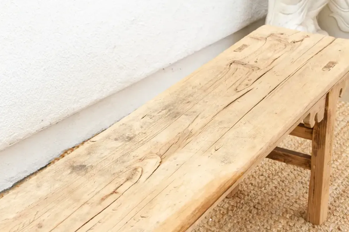 74" Long Vintage Bleached Wood Bench - de-cor - Brown