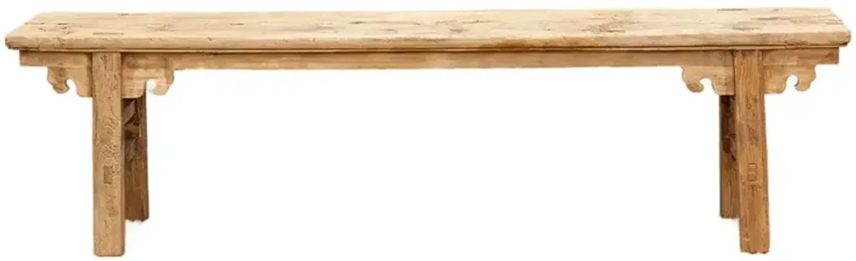 74" Long Vintage Bleached Wood Bench - de-cor - Brown