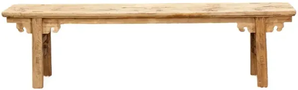 74" Long Vintage Bleached Wood Bench - de-cor - Brown