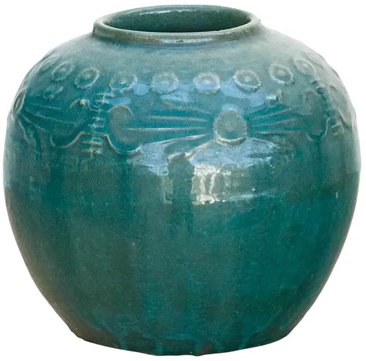 Deep Emerald Glazed Ceramic Vase - de-cor - blue