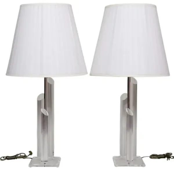 Mid Century Modern Lucite Table Lamps - Interesting Things - Clear