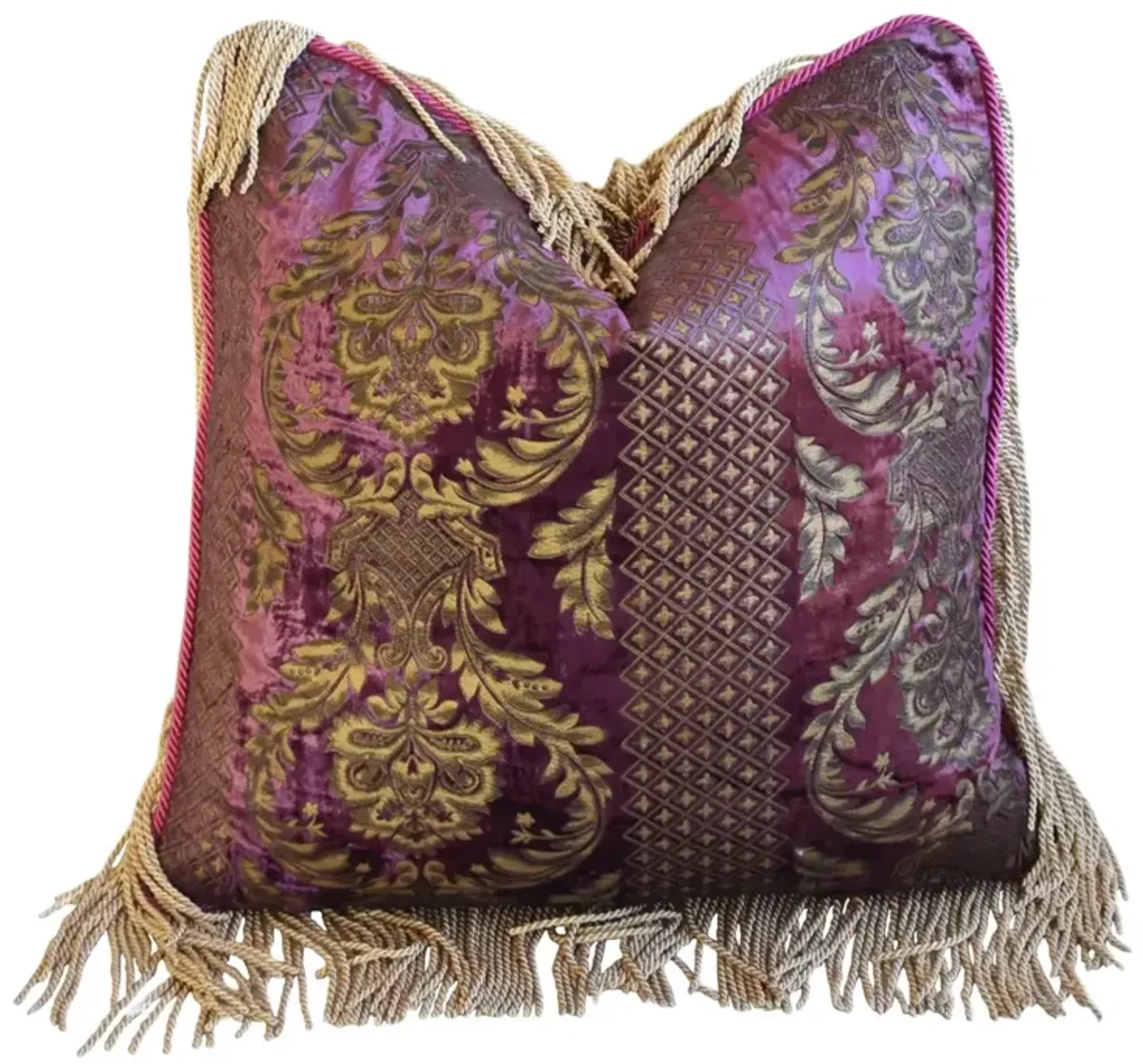 Lavender French Velvet Pillow W/ Fringe