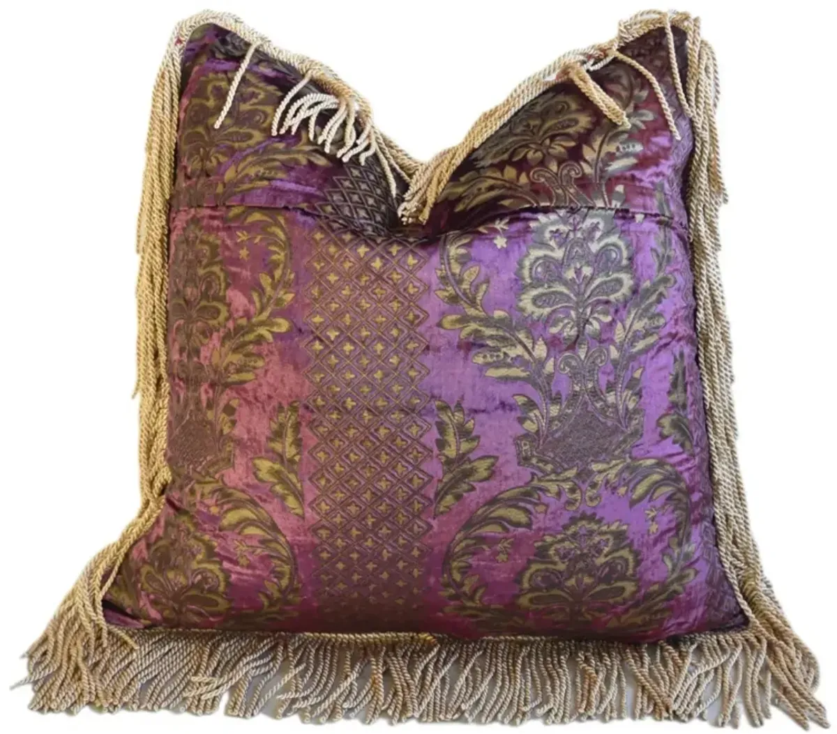 Lavender French Velvet Pillow W/ Fringe