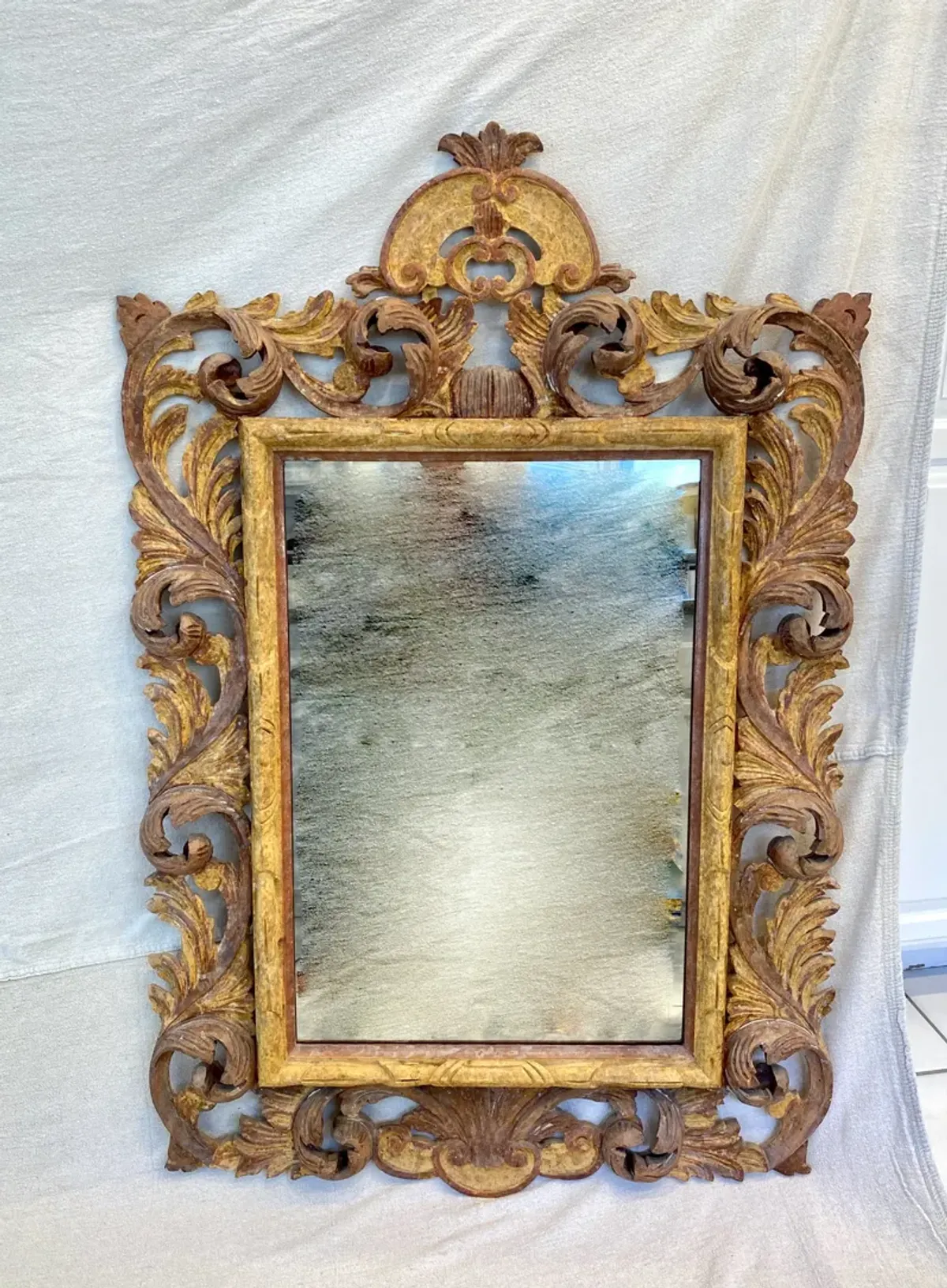 Italian Hand-Carved Rococo Style Mirror - Ballyhoo - brown