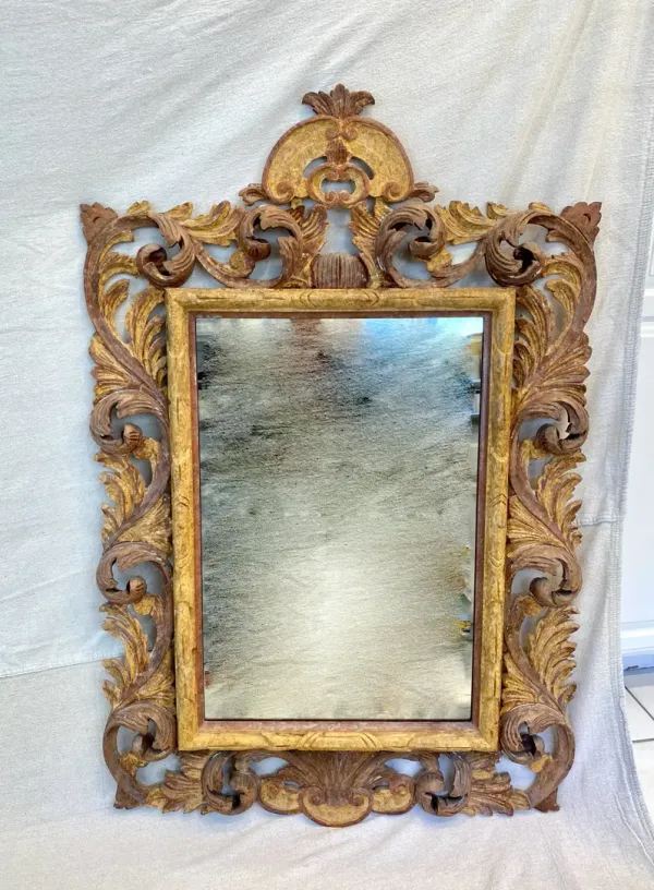 Italian Hand-Carved Rococo Style Mirror - Ballyhoo - brown