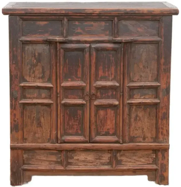 Antique Provincial 2 Door Rustic Cabinet - brown