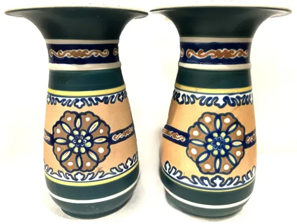 Kinkozan Nippon Vases Tall Pair c.1920 - The Emporium Ltd. - green