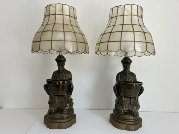 Asian Figurative Planter Lamps & Shades - C the Light Interiors - brown - 8" W x 29" H