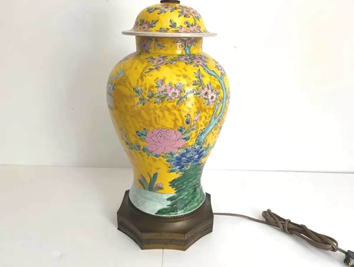 Geisha Ginger Jar Lamp w/Shade - C the Light Interiors - yellow