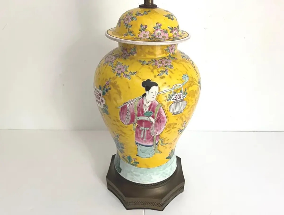 Geisha Ginger Jar Lamp w/Shade - C the Light Interiors - yellow