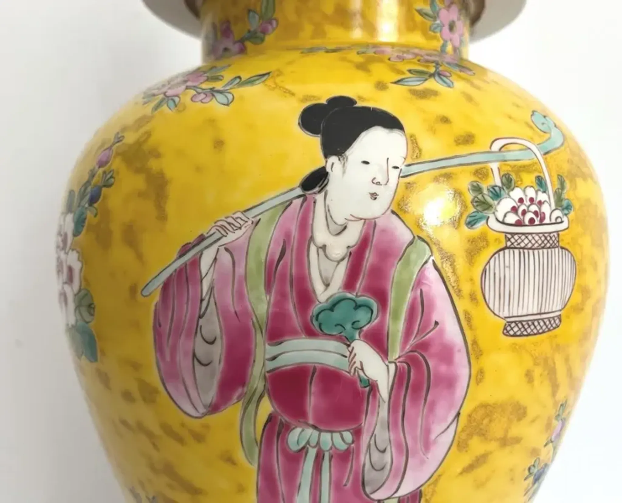 Geisha Ginger Jar Lamp W Shade C The Light Interiors Yellow One Kings ...