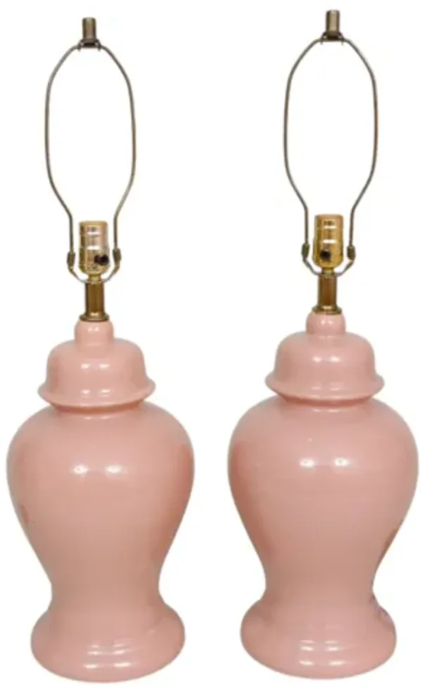 Pink Ceramic Temple Jar Table Lamps - Interesting Things