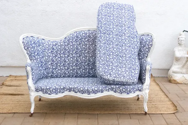 Antique English Block Print Settee