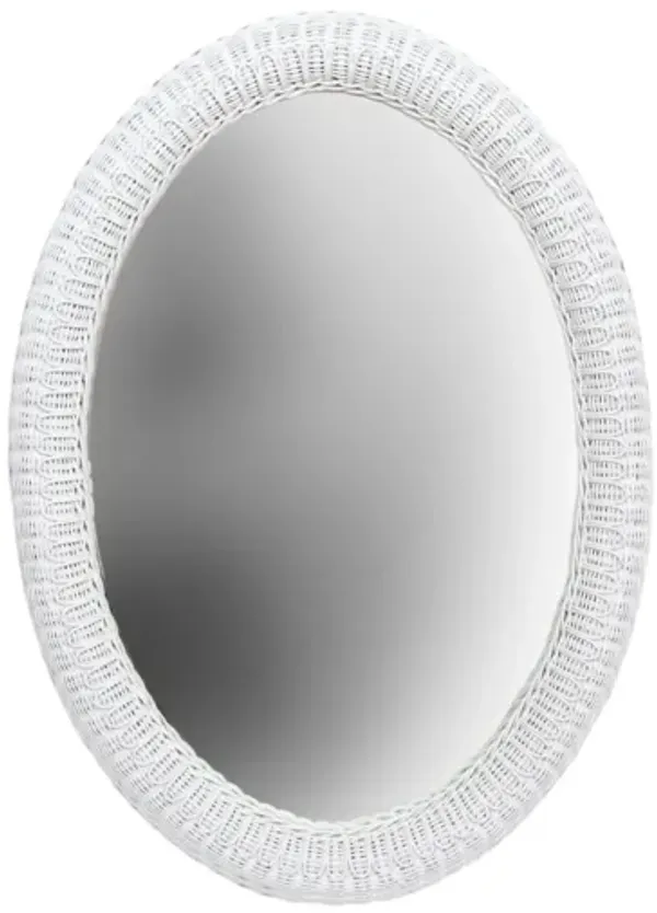 White Rattan Oval ‘Daisy’ Wall Mirror