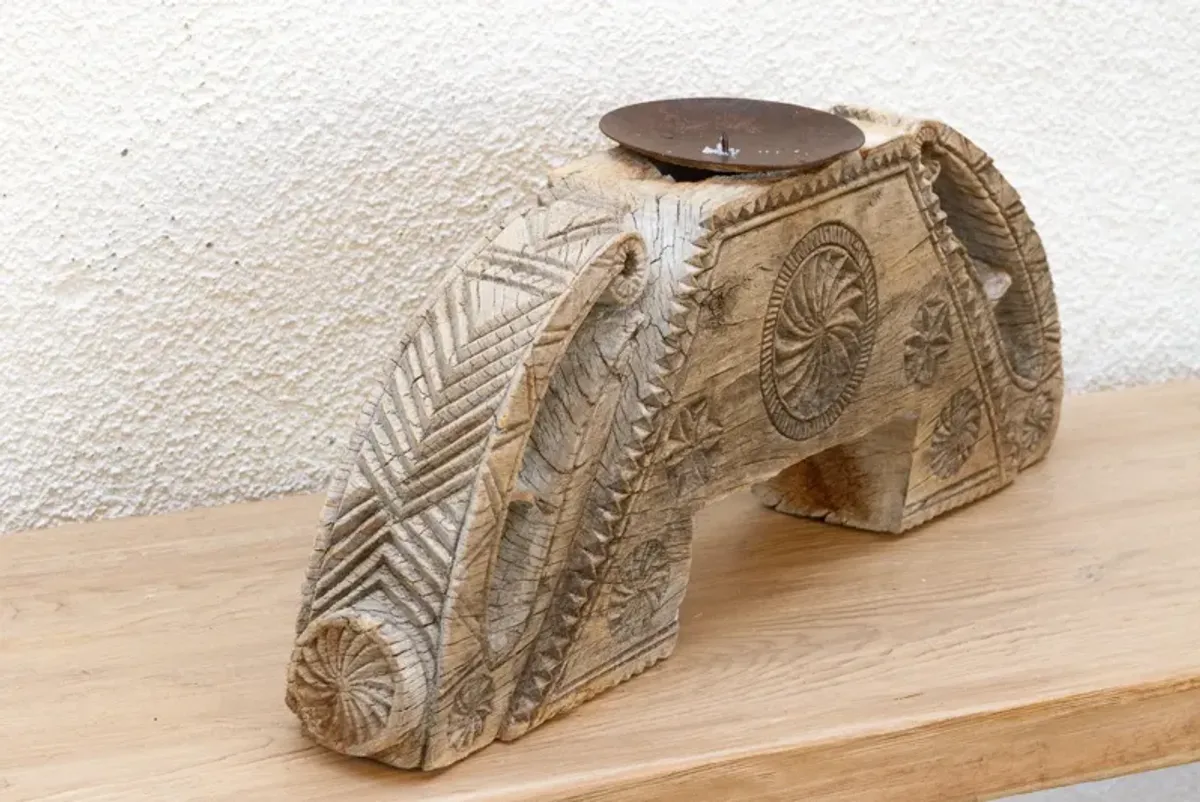 A Reclaimed Architectural Candle Holder - de-cor - brown